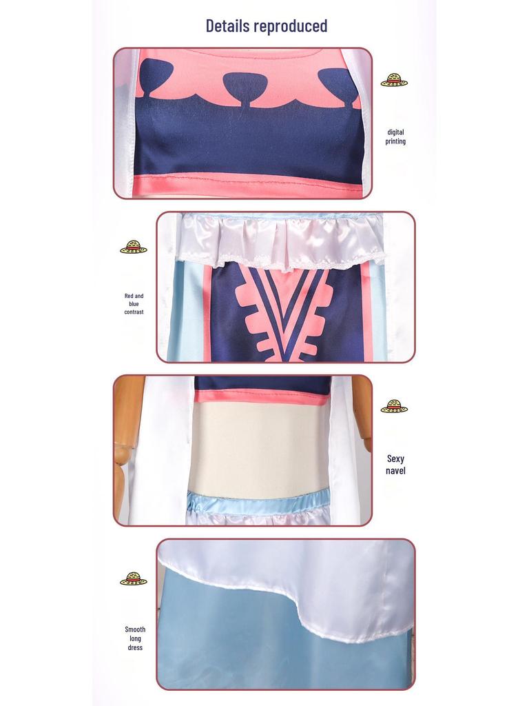 One Piece Vivi Cosplay Costume - Full Set Long Dress for Role-playing