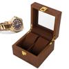 Wooden Watch Case 2 Slot Clamshell Watch Storage Box Organizer Black Walnut Color