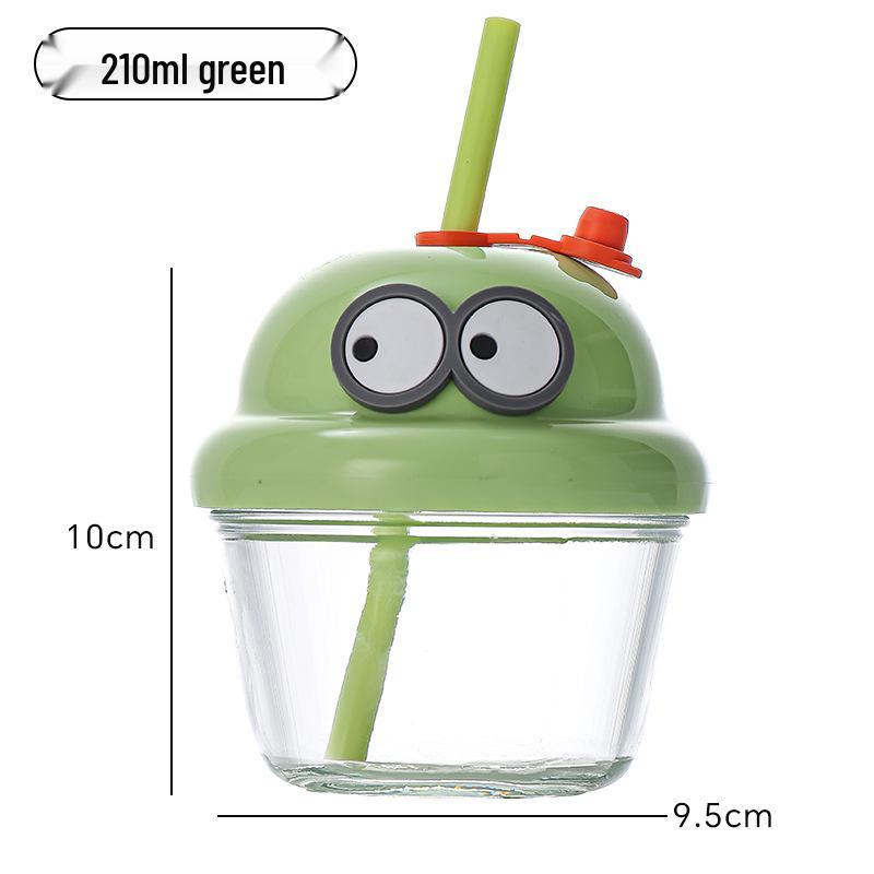 Influencer Mini Dun Dun Straw Cup - Cute, Stylish, High-Value Ins Style Small Glass Cup with Lid