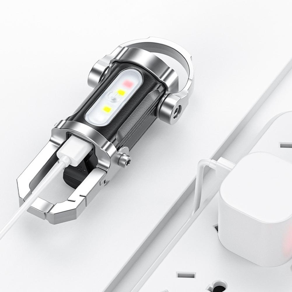 Rechargeable Keychain Flashlights 800 Lumens COB LED Work Light 7 Modes Emergency Keychain Light for Walking Hiking Emergency