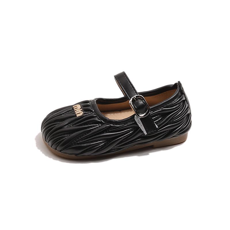 Spring 2026 Girls' Princess Flats: Soft Leather Buckle Shoes - Fashionable & Casual