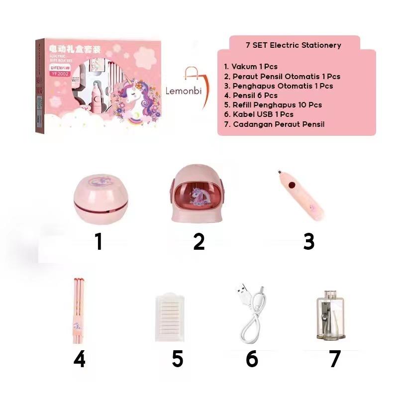 

Электронный канцелярский набор вакуумная точилка для карандашей ластик 11 в 1 / Электронный канцелярский набор обучающий подарок для девочек 7 set розовый