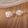 New Flower Hanging Earrings White Enamel Floral Acrylic Petals Crystal Imitation Pearl Dangle Earrings for Women brincos