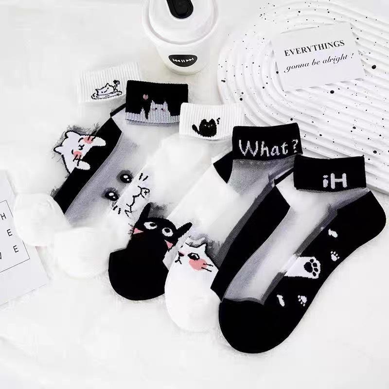 5Pairs Breathable Sweat Absorbing Socks Wear-Resistant Odor Proof Summer Socks For Women Transparent Invisible Thin Socks