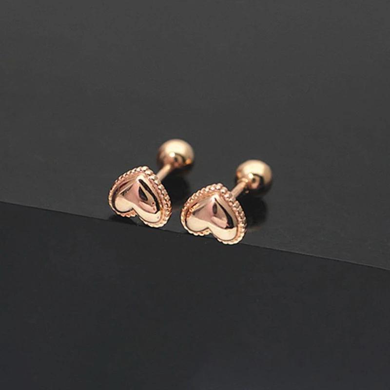 Simplicity Glossy Heart Earings Stud Original Exquisite Earrings for Women Light Luxury Copper Plated Rose Gold Sweet Zircon