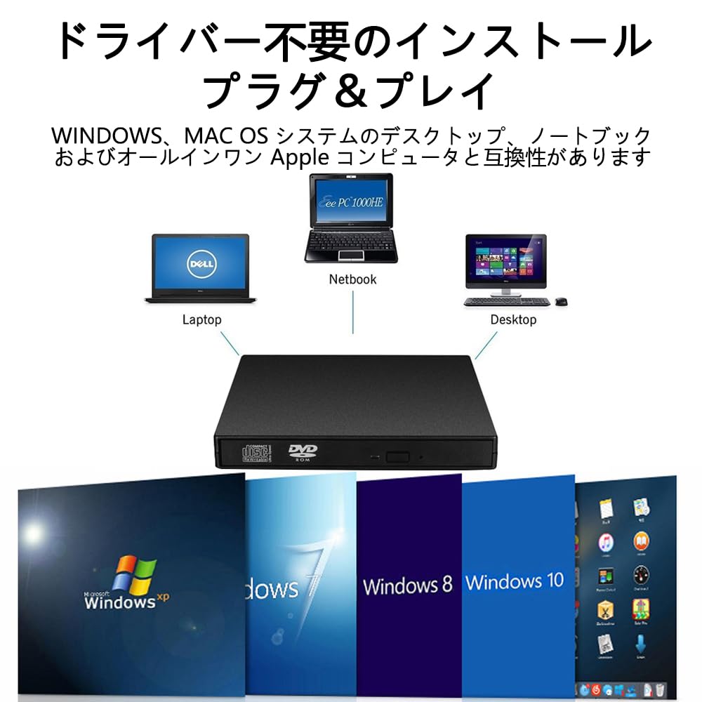 External Drive DVD Reco CD DVD Drive External USB Port Compatible with Windows 8 Slim Portable Japanese Instruction Manual Included DVD/CD 2.0