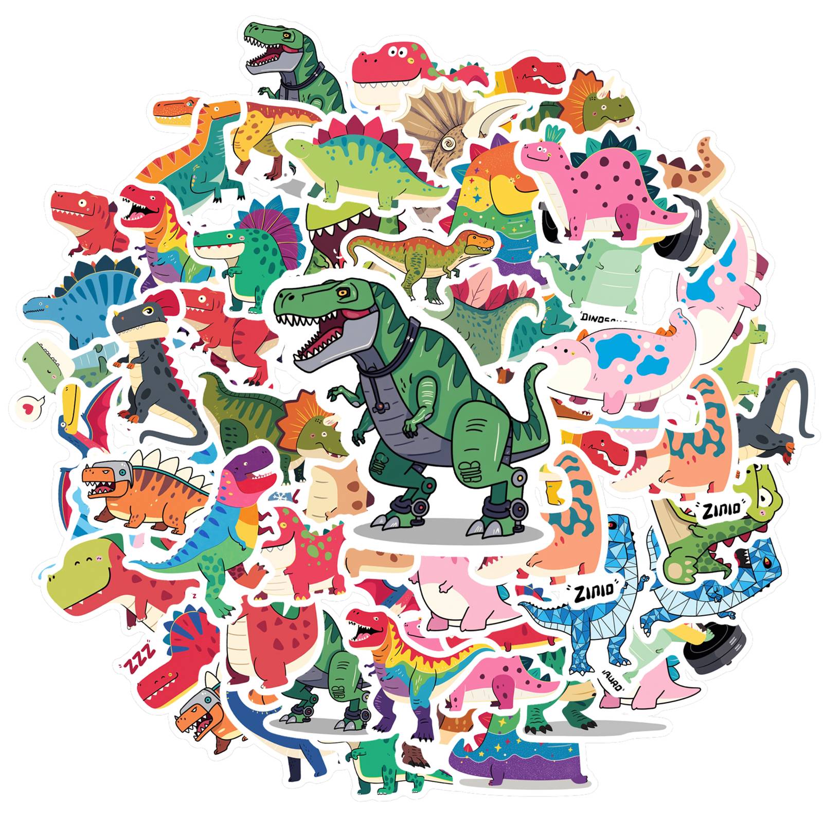 35pcs Cute Dinosaur Stickers Playful Prehistoric Animals Cartoon Decals Stationery Stickers For Suitcase Fridge Phone Luggage