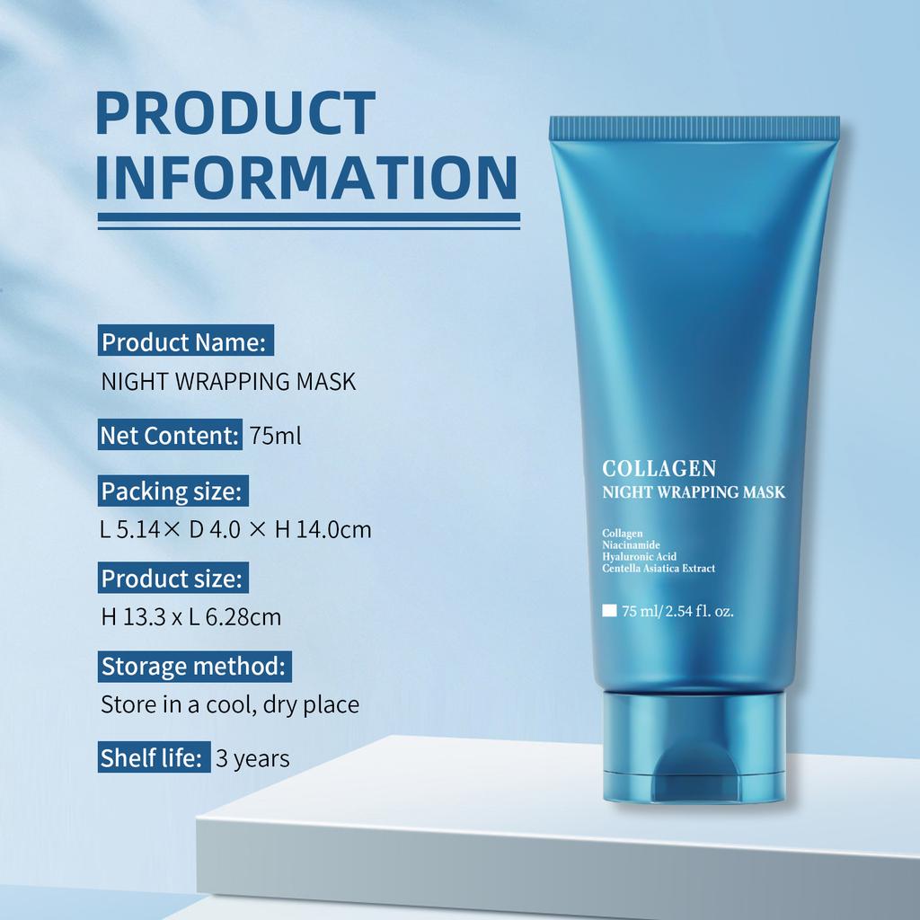 Collagen Night Mask, Peeling Mask, Hydrolyzed Collagen, Glassy Skin, Hydrating And Moisturizing