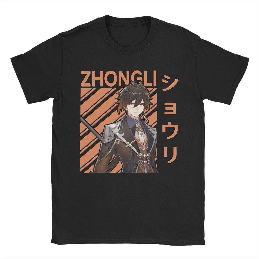 Vintage Genshin Impact Cartoon TShirts for Unisex Unisex Round Neck 100 Cotton T Shirts Gaming EleUnisext Tee Shirt Gift Idea Tops