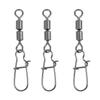3 Pieces Fishing Bearing Rolling Swivel Metal with Snap Solid Rings Lure Connector Tackle
