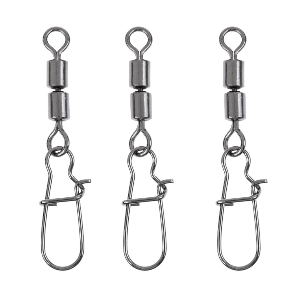 3 Pieces Fishing Bearing Rolling Swivel Metal with Snap Solid Rings Lure Connector Tackle