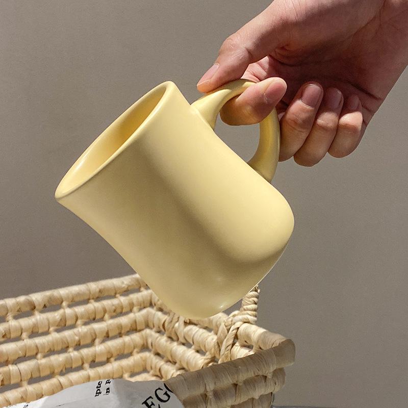 Household Cup Ins Wind Simple Cream Yellow Ceramic Mug Coffee Cup Couple Water Cup