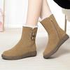 Fashion medium tube snow boots women's 2025 winter new non-slip thickened large size short boots flat bottom velvet mother cotton shoes