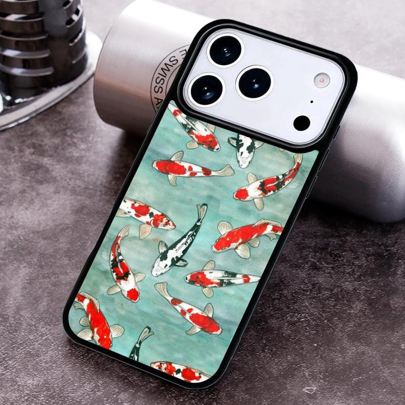 Japanese Koi Fish soft Phone Case for iPhone 17 16 15 Pro Max Air 14 13 12 11 Plus Shockproof Cover