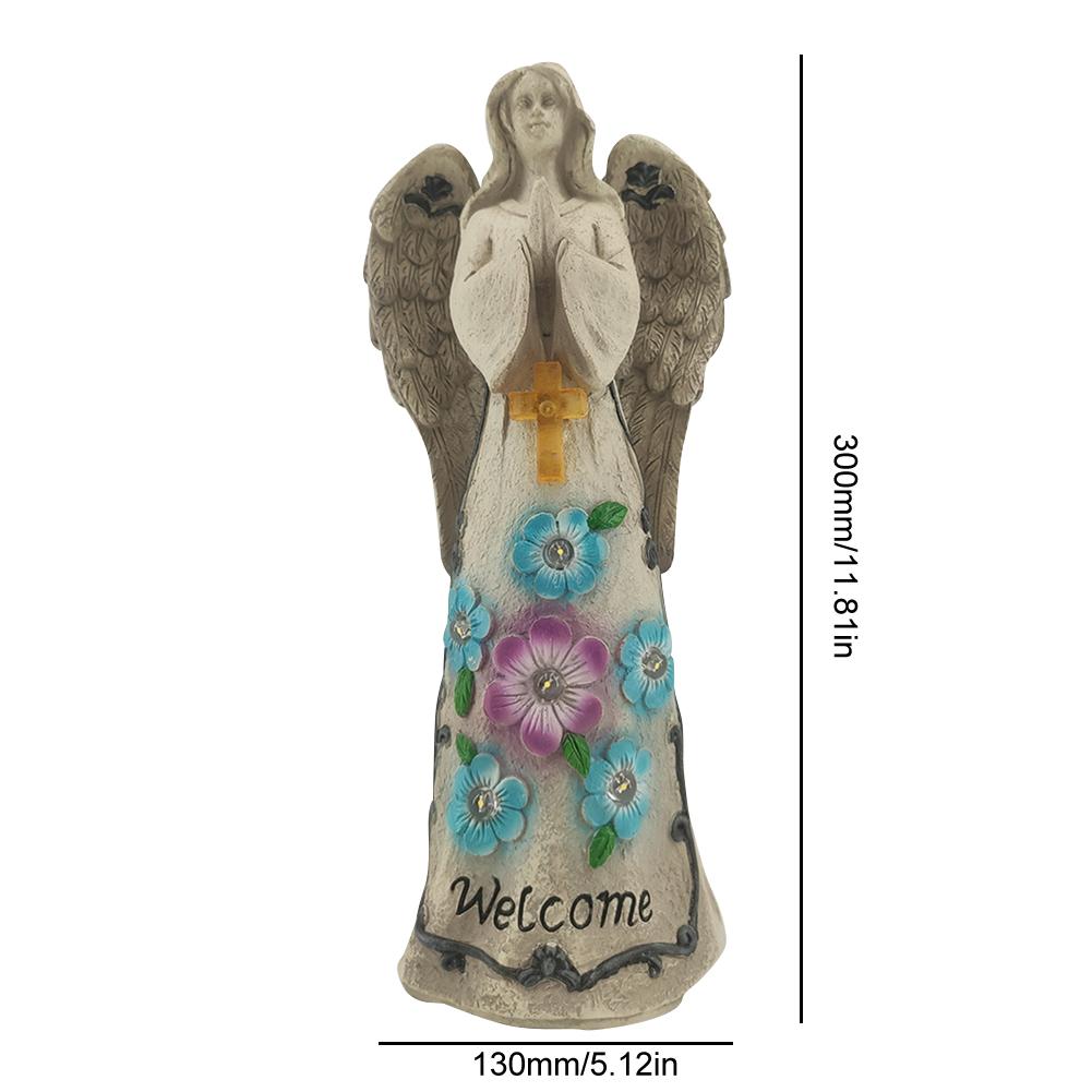 Solar Angel Garden Decor Resin Garden Outdoor Statues Waterproof Garden Sculpture for Garden Patio Lawn Yard Housewarming Gift