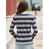 Women'S Summer Purple Striped Cotton T-Shirt O-Neck Long Sleeve Loose Fit Casual Fashion Top Anti-Pilling Feature Digital