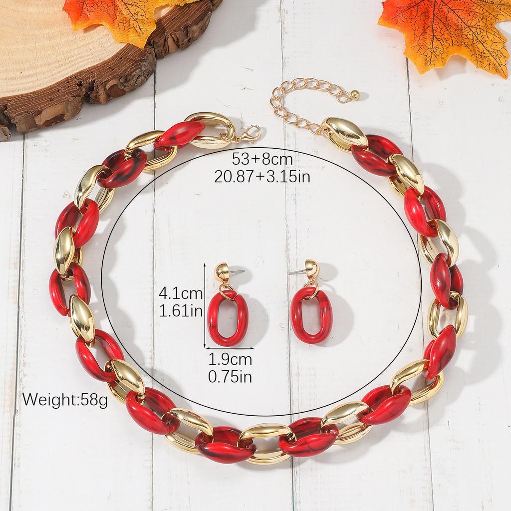 Bohemisk Kedja Kreativt Halsband Örhängen Kvinnor Chunky Choker Smycken Gåva