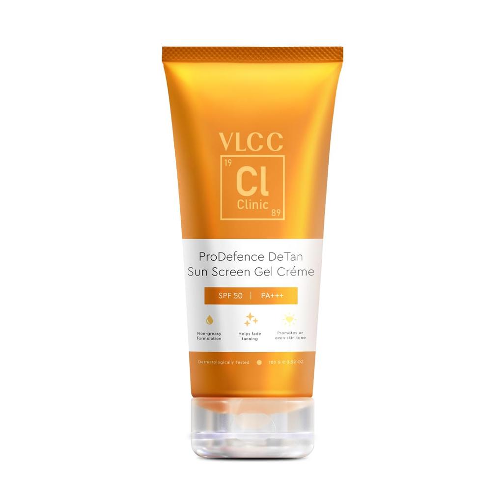 VLCC Prodefence De Tan SPF 50 Sunscreen Gel Creme For Sun And UV Protection With Brightening Care 100 g All Skin Types