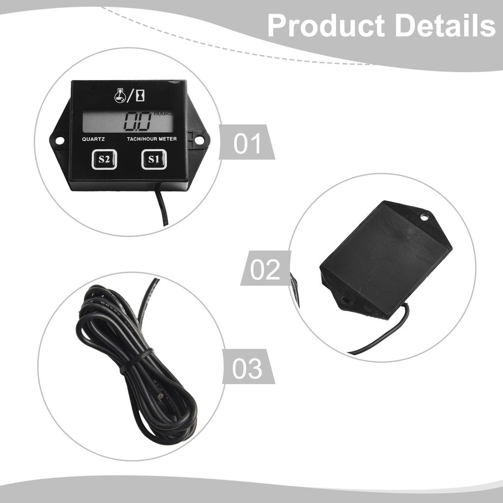 7*4*2cm Hour Counter Elcometer Digital Hour Meter Customizable Induction Wire Length Epoxy Sealed For Durability