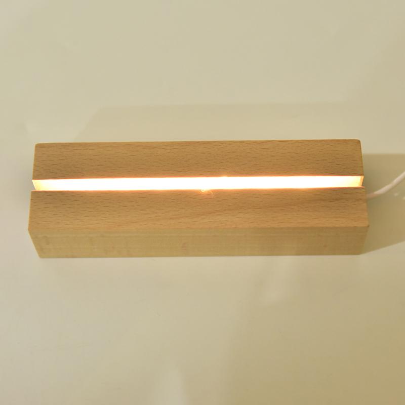 

Деревянная светодиодная лампа с USB-кабелем, ночник с 3D-светодиодом, основание для лампы теплый белый
