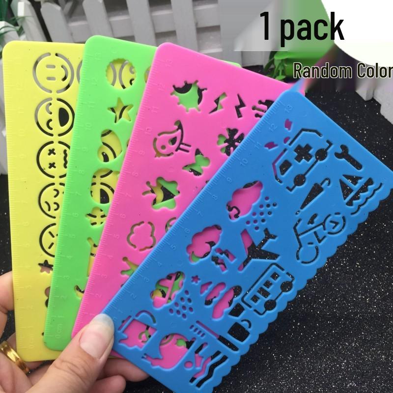 Korean Candy Color Cartoon Art Ruler - Creative Stationery Drawing & Painting Template 15cm x 7cm