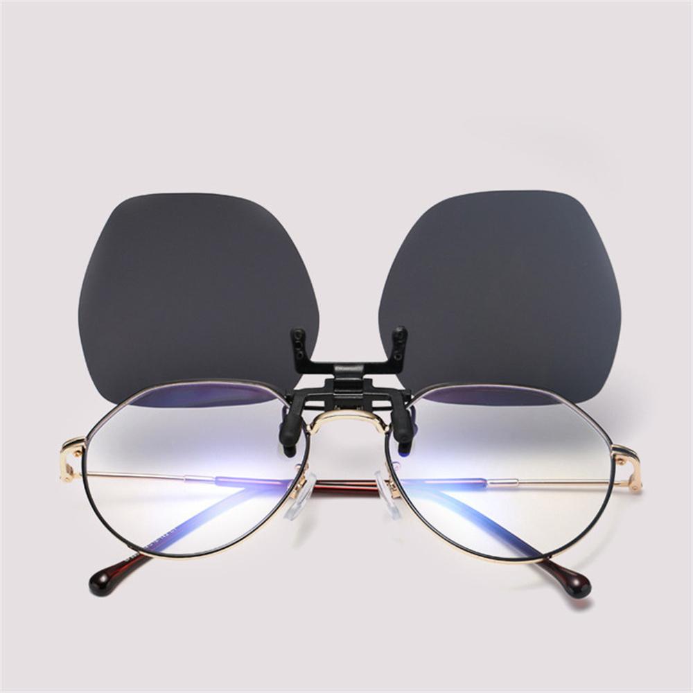 Polarized Sunglasses Clip Rimless Square Flip Up Glasses For Men Women Night Vision Clip On Eyeglasses Travel Driving Goggles