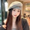 New Autumn and Winter Hat for Women Korean Style Versatile Beet Hat Showing Face Little Painter Hat for Women Breathable Black Beret Hat