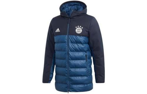 adidas Bayern Munich Training Logo Print Zip Hooded Cotton Jacket S синий