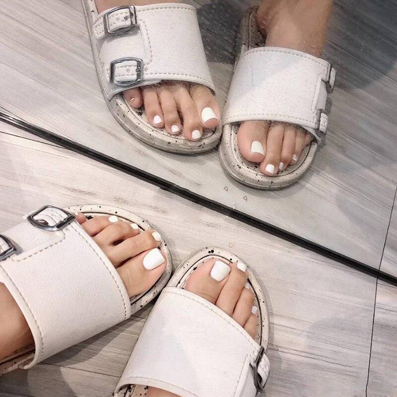 24 peças de unhas postiças brancas foscas e cobertura total para unhas dos pés faça você mesmo