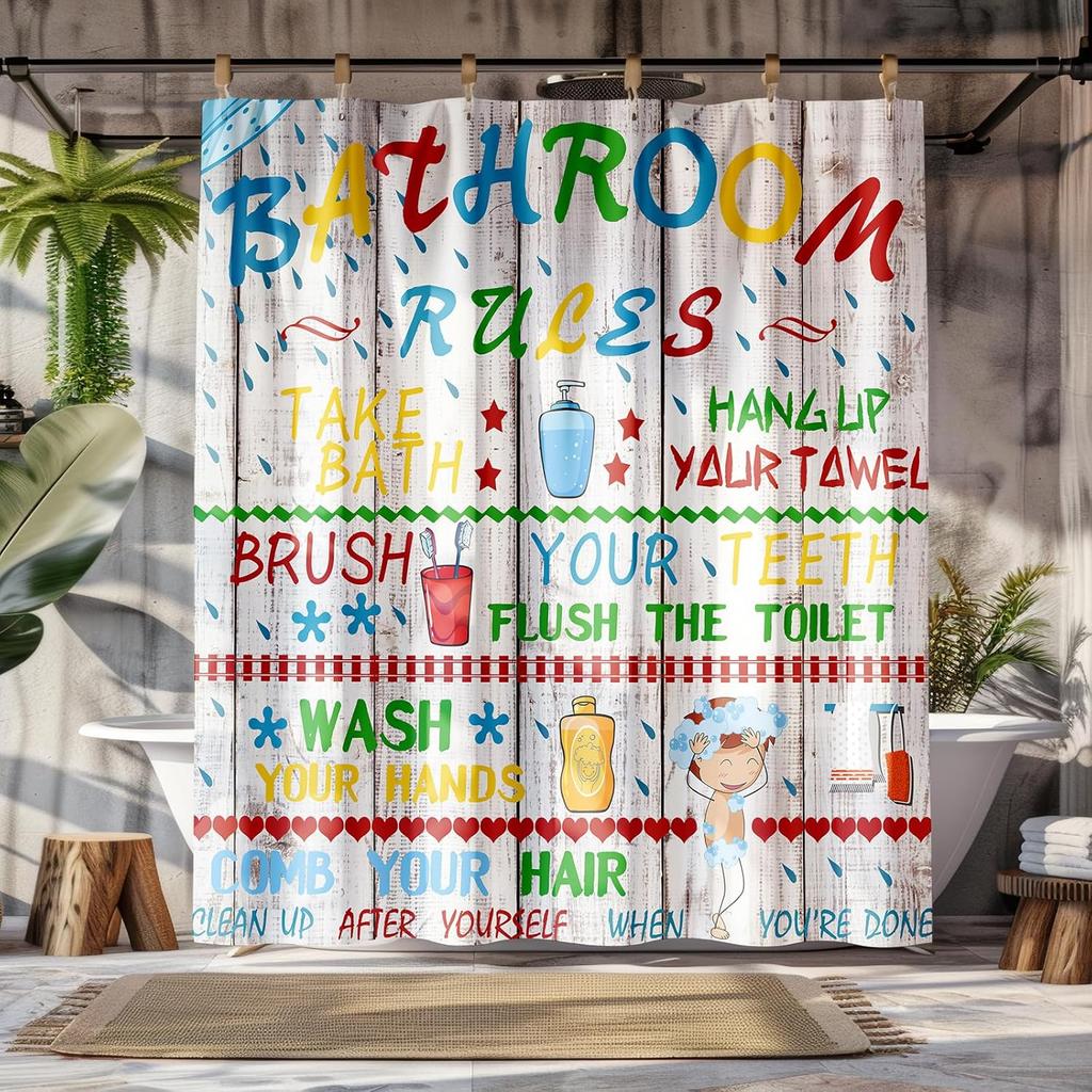 Peopleareok Nautical Coastal Shower Curtain, Funny Kids Sea Turtle Seashell Starfish Shower Curtain for Bathroom Decor, Polyeste