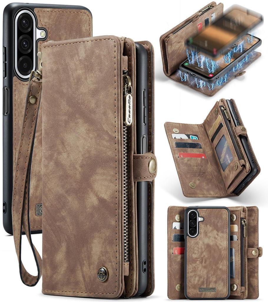 CaseMe-008 Luxuriöse 2-in-1 Abnehmbare Magnetische Premium PU-Leder Hülle Multifunktionale Reißverschluss Geldbörse Hülle für Samsung A17 A37 A57 5G
