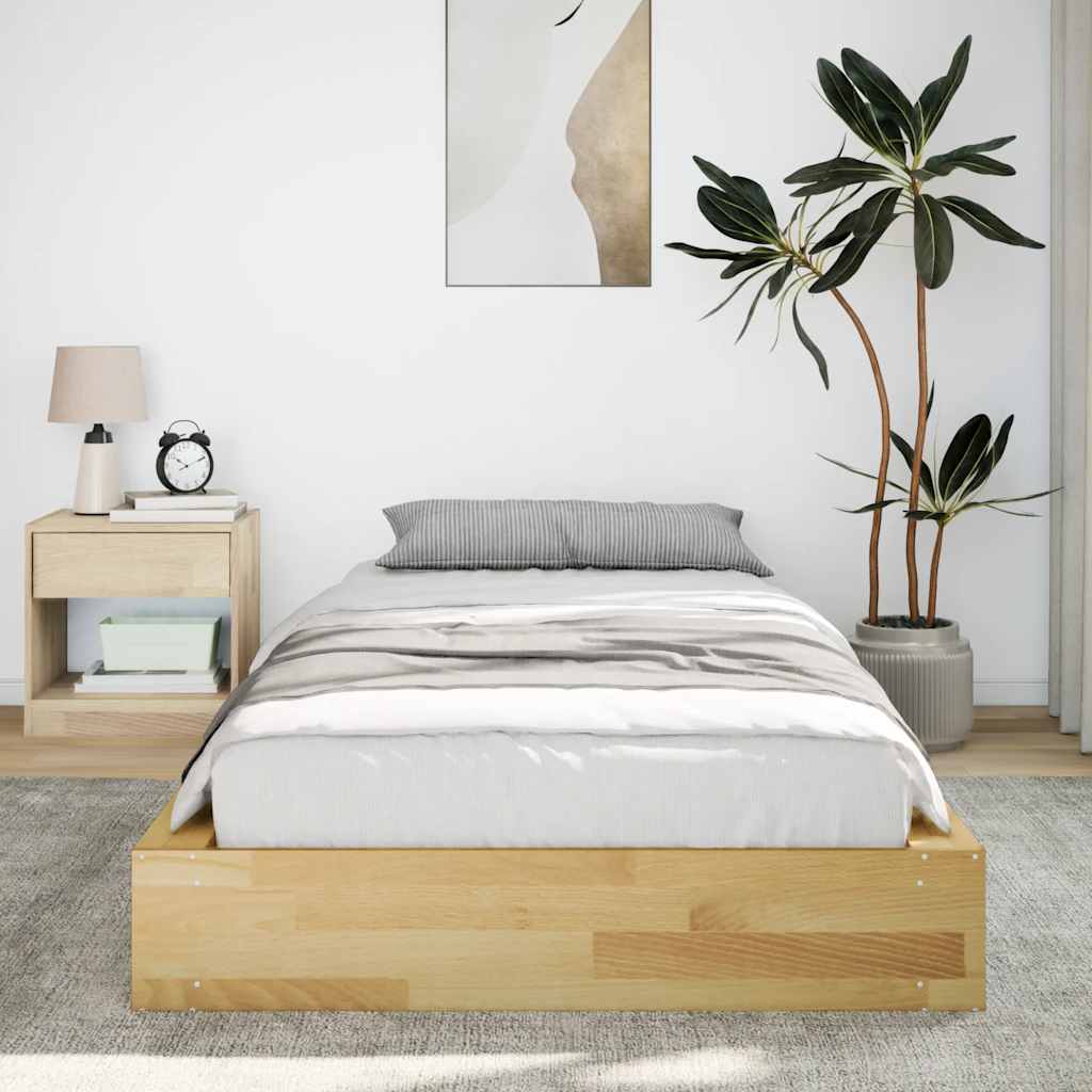 Solid Wood Bed without Mattress 75 x 190 cm Oak Wood