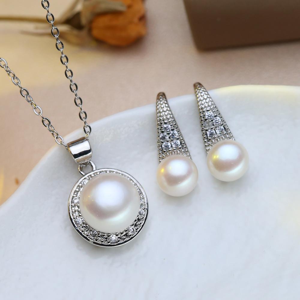 Fashion Leaves Leaf Necklace Earings Freshwater Pearl Jewelry Sets For Women Freshwater Pearl Necklace Pearl Earrings
