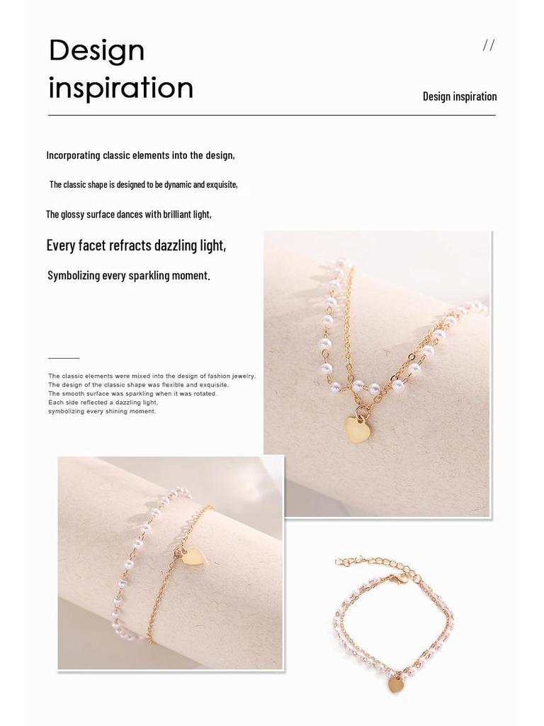 Vintage Double-Layer Heart Pearl Bracelet - Chic & Unique Retro Pearl Jewelry