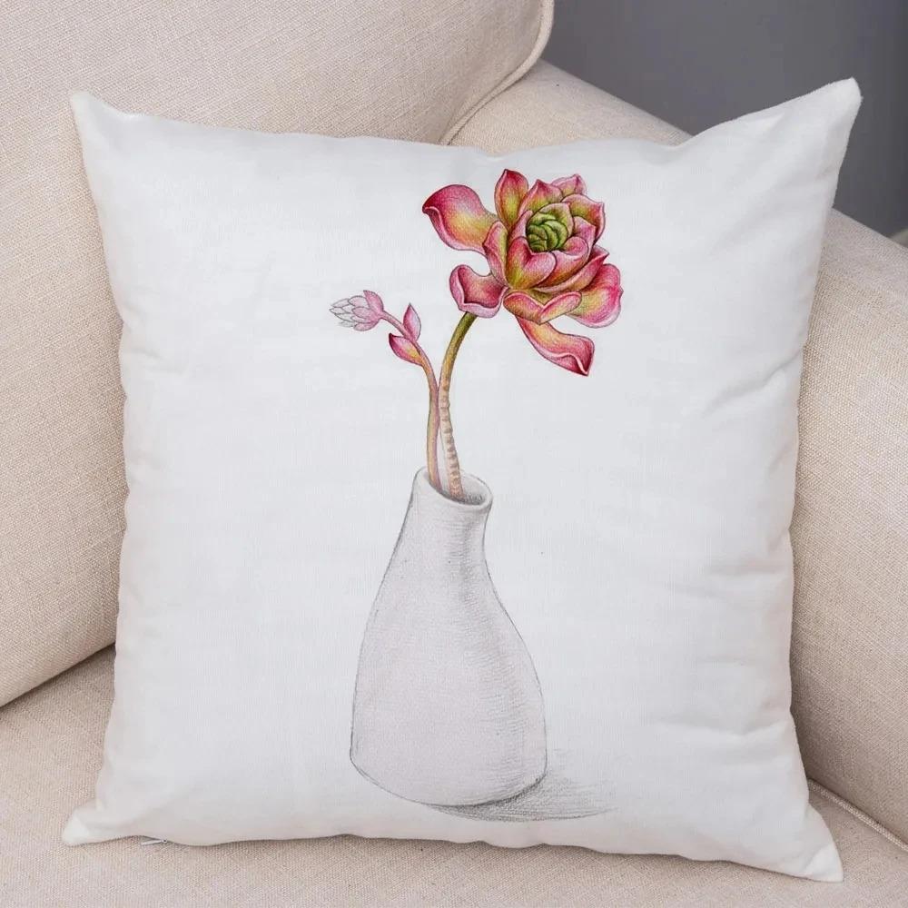 Watercolor Succulents Decorative Pillowcase Car Ornaments Office Living Room Sofa Home Pillowcase