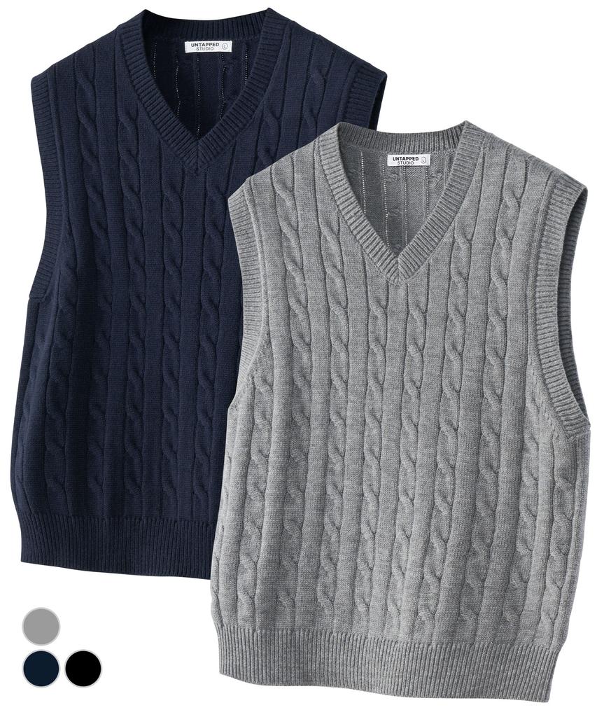 UNTAPPED STUDIO Oversized Cable Knit Vest 3 Colors