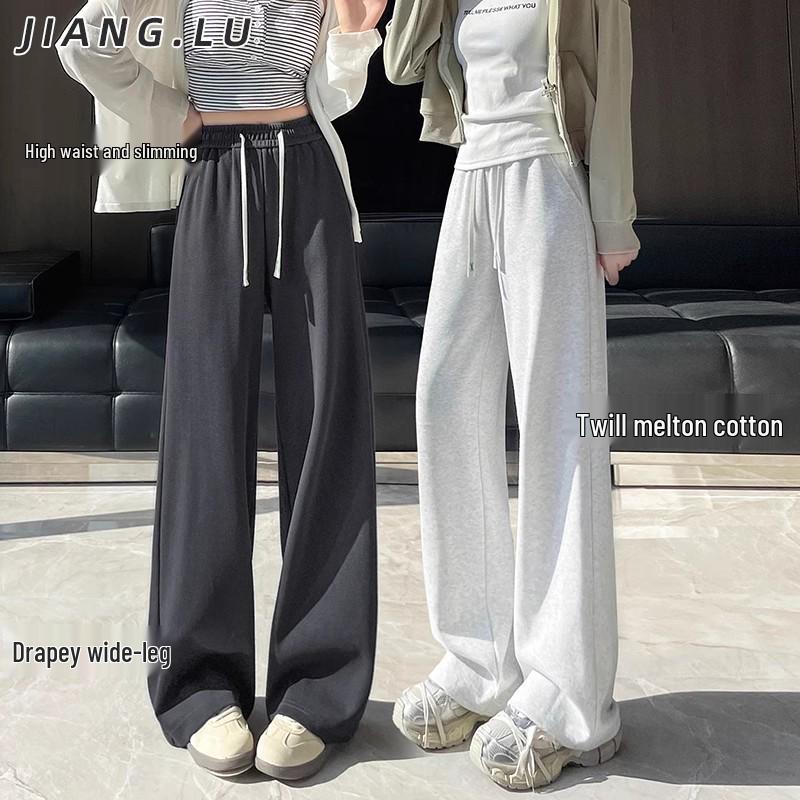 

Spring 2025 Plus Size Slimming High-Waisted Wide-Leg Pants for Women 5XL