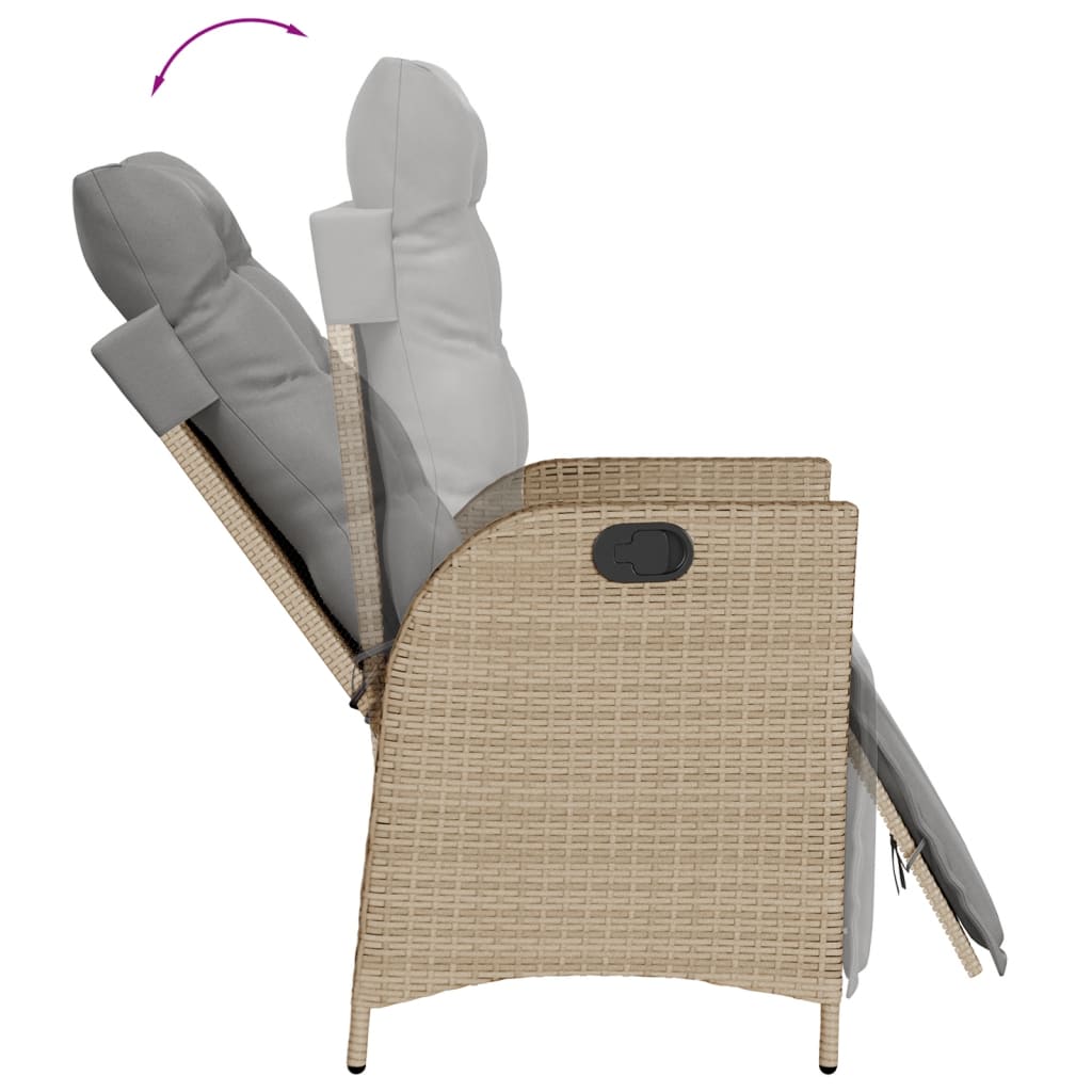 5 Piece Garden Dining Set with Cushions Beige Mix Poly Rattan