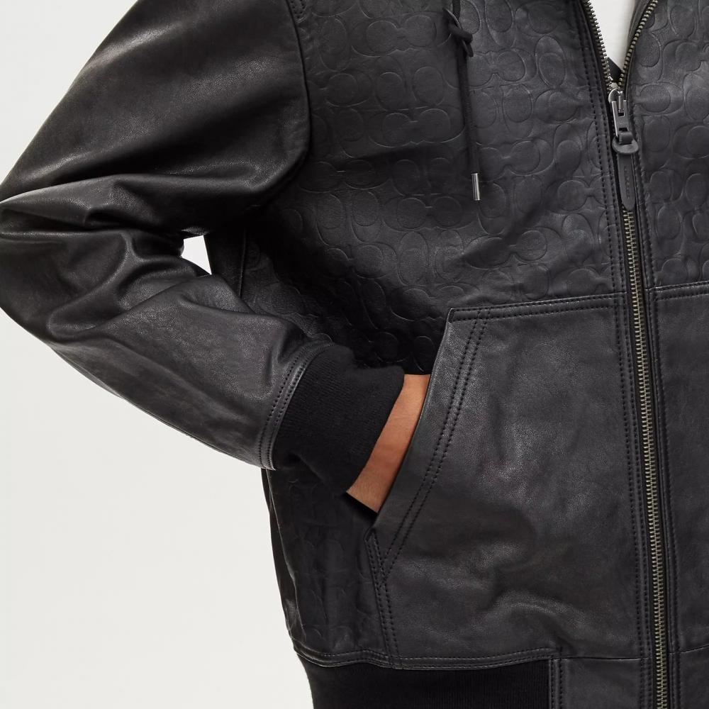 Coach Embossed Leather Trainer Black Signature