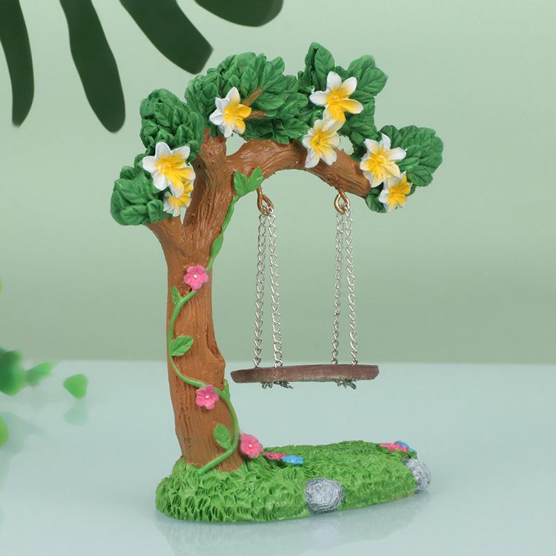 Miniature Fairy Garden Swing, Flower Tree Swing Figurine, Swing Model For Micro Landscape Courtyard Garden Outdoor Display Decor