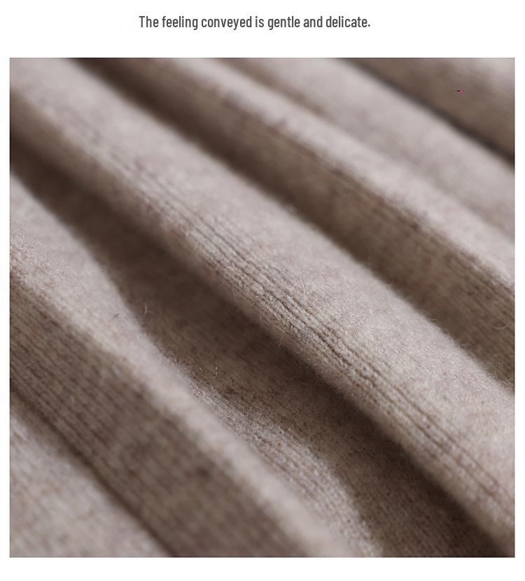 Color-Blocked Pleated Wool Knit Skirt - Elastic Waist, Korean Style, Autumn/Winter Casual Mini Skirt for Women