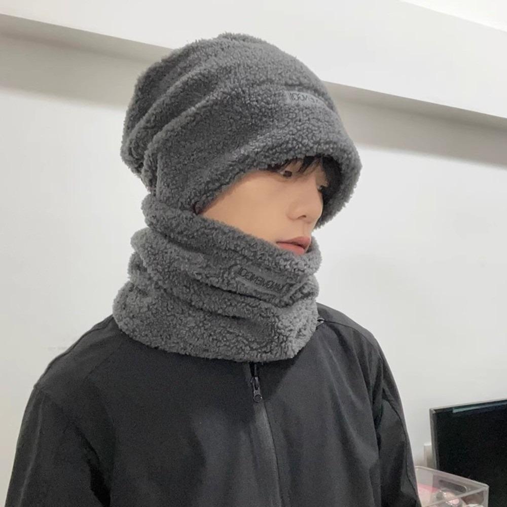 

Ветрозащитный Набор Шапка Шарф Защита Лица от Холода Новая Шапка-Пуловер Унисекс серый