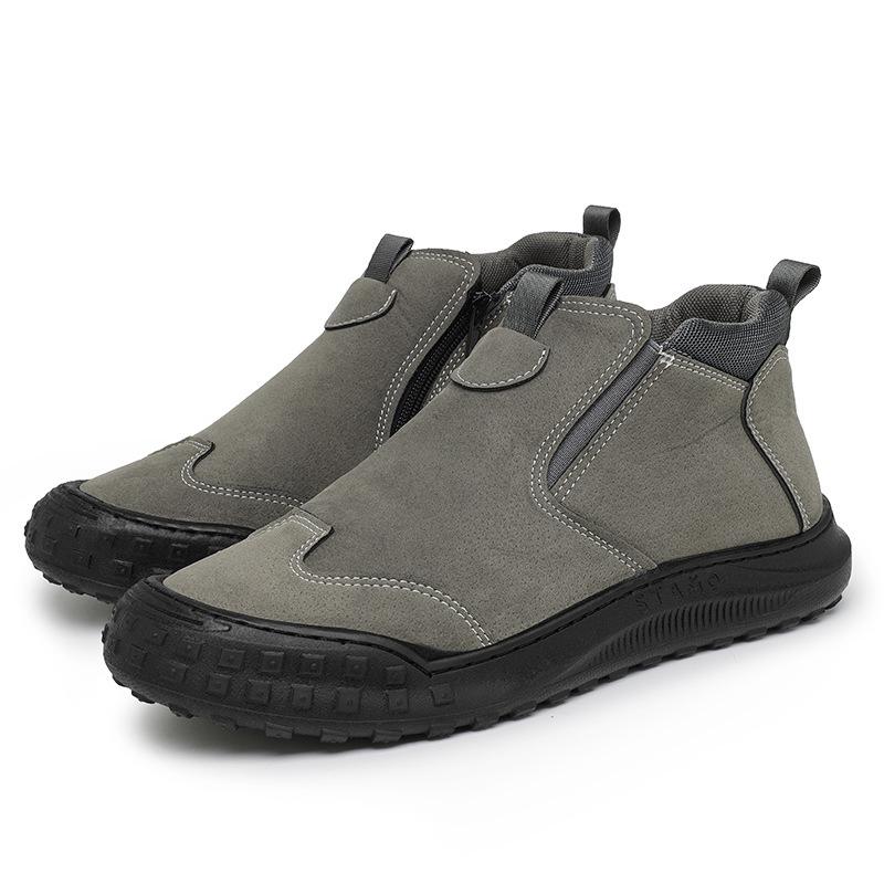 Winter Herrenschuhe Fleece warm und kalt Baumwollschuhe Herren Schneestiefel mittelhoch rutschfest Arbeitsschuhe Herren Ein-Pedal-Schuhe