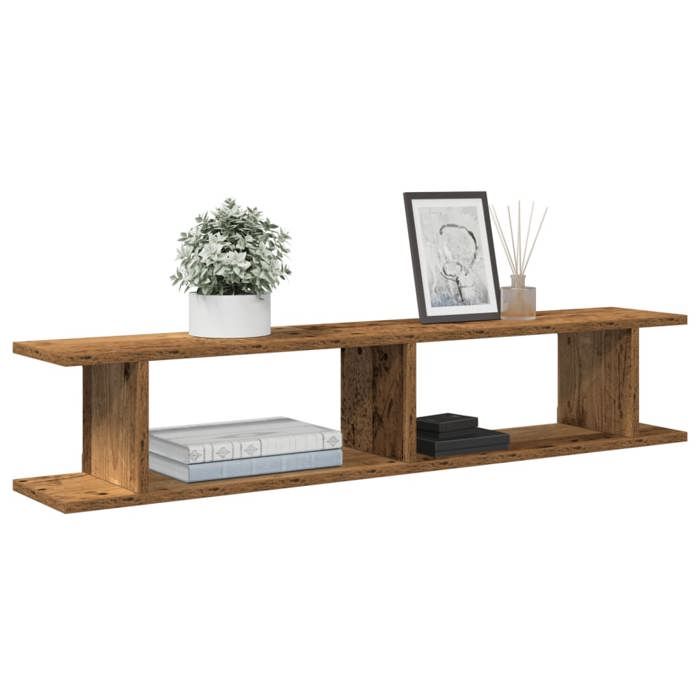 VidaXL Étagères murales 2 pcs vieux bois 105x18x20cm bois d'ingénierie, étagère flottante, étagère de buanderie, étagère 856602