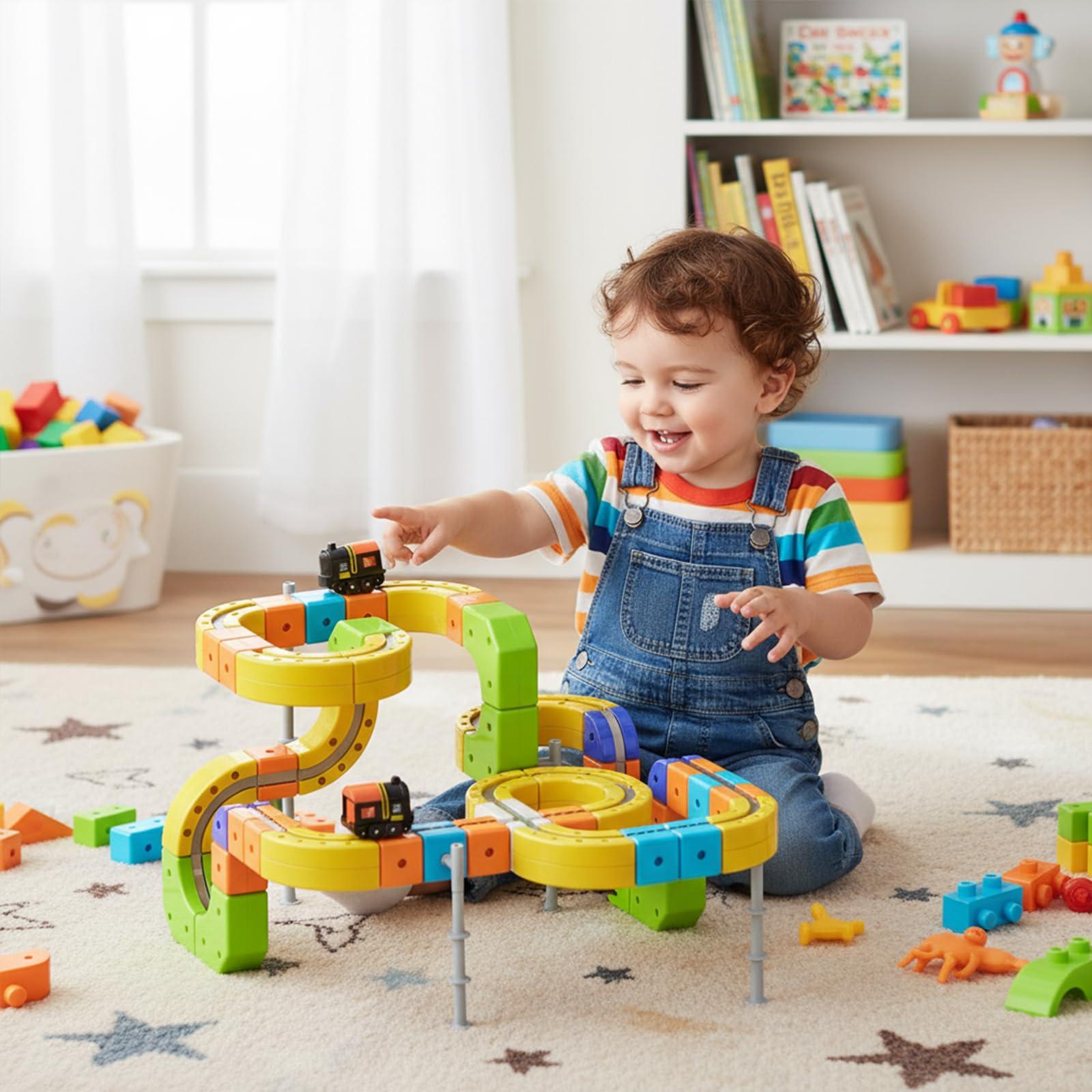 

Магнитный трехмерный вагончик, игрушки-треки из строительных блоков, тренировка координации рук и глаз у детей One Size