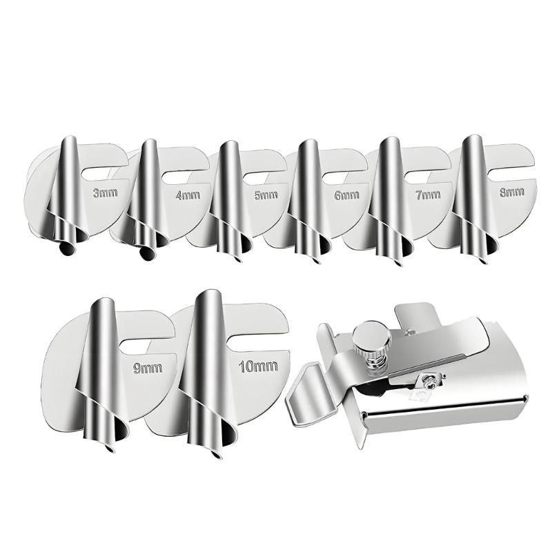 3-10MM Hemmer Presser Feet Set with Magnetic Metal Sewing Seam Guide For Straight Stitching Shirt Dress Clothing Tailoring