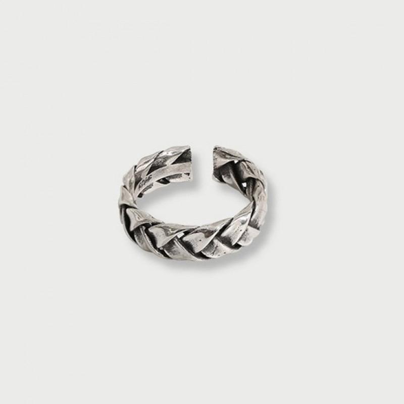 Adjustable Open Finger Ring With Twisted Rope Design Sterling Vintage Boho Minimalist Jewelry Women Men