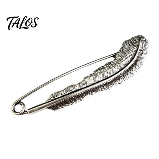 Plum Blossom Clothing Accessory Large Vintage Metal Brooch Pin, Bamboo Feather Flower Branch Safety Hat Pin Decorative for Coats Scarves Cardigans