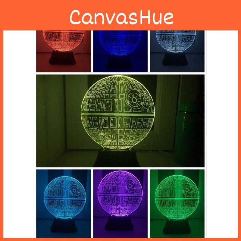 Veilleuse LED 3D Étoile de la Mort Star Wars avec contrôle tactile pour la décoration de chambre