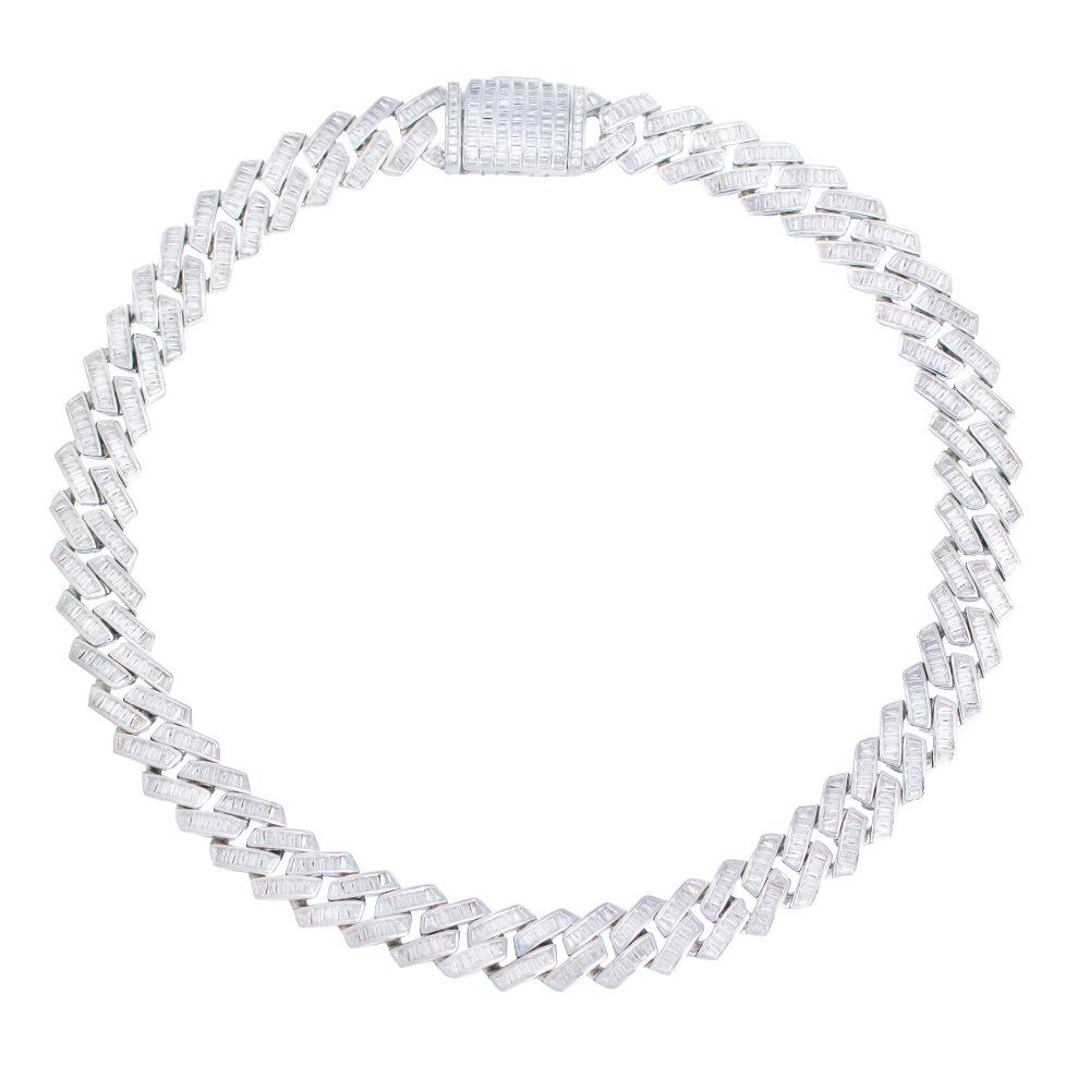 Hip-Hop Necklace Full Diamond Rhombus Cuban Chain Domineering Ladder Square Zircon Necklace Trendy Jewelry
